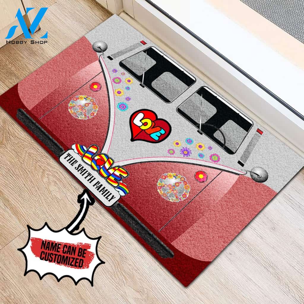Personalized Hippie Car Front Doormat Indoor And Outdoor Doormat Warm House Gift Welcome Mat Home Decor Gift For Hippie Lover