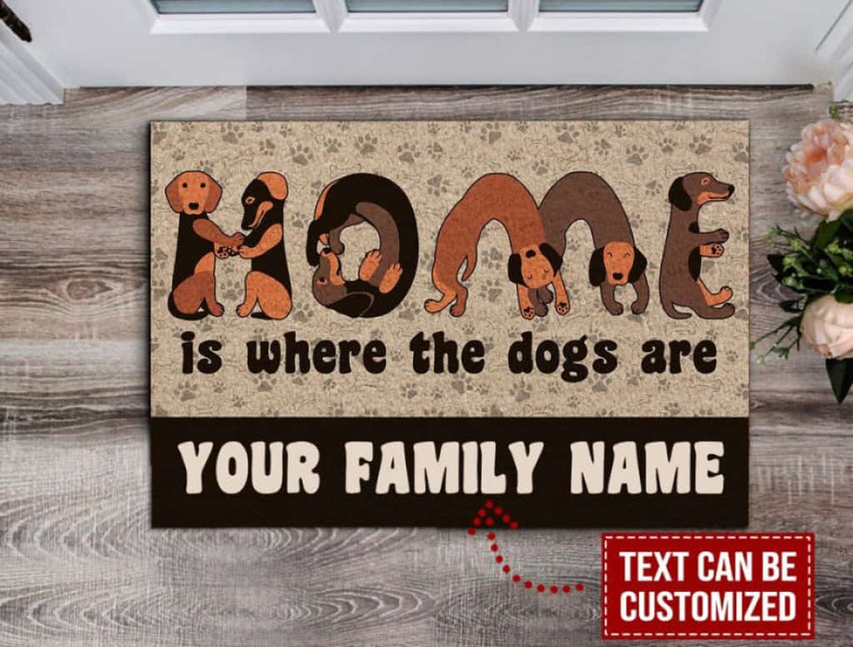 Personalized Home Dachshunds Custom Name Doormat Welcome Mat