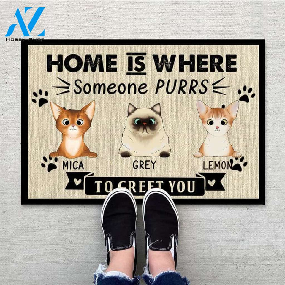 Gosszy - Personalized Home Is Where Someone Purrs To Greet You - Cat Doormat