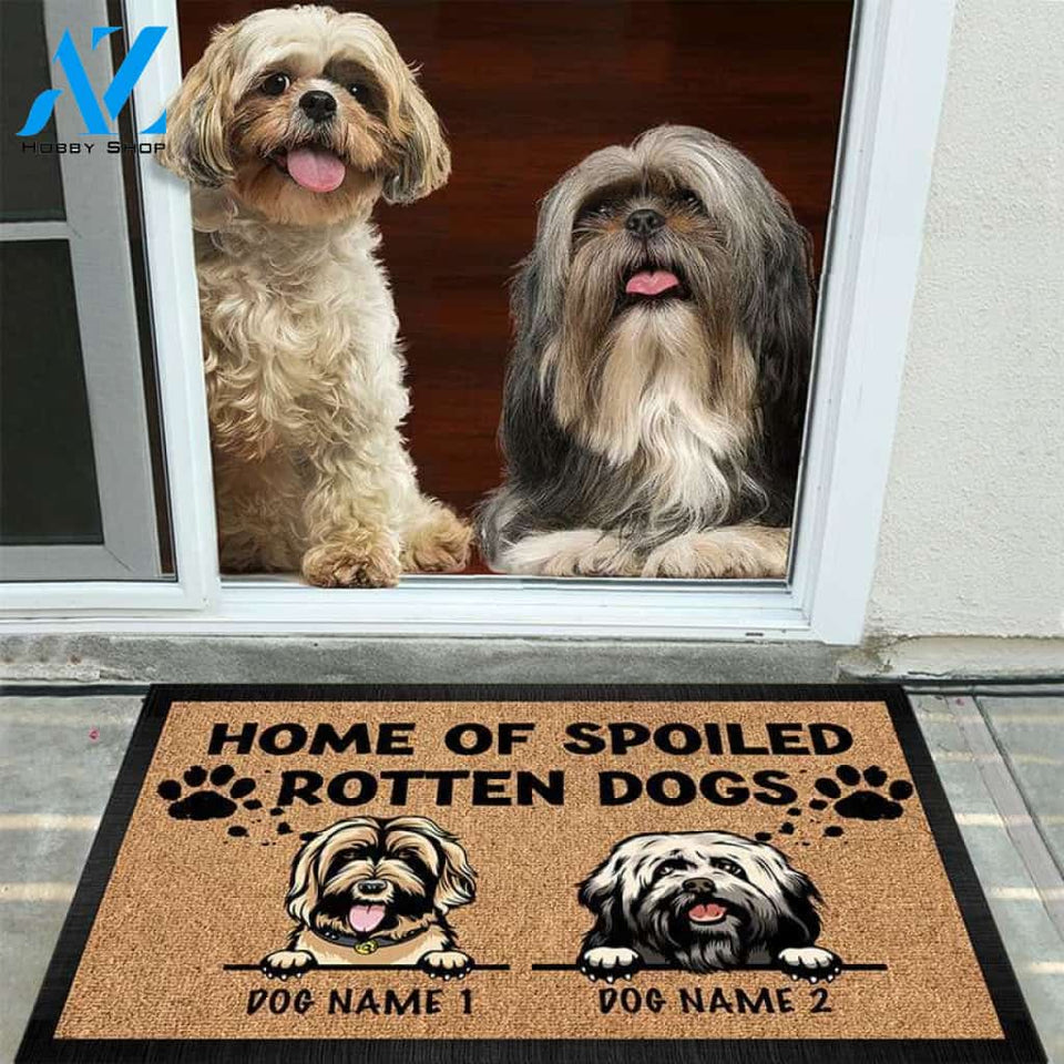 Personalized Home of Spoiled Rotten Dogs Pawprints Doormat, Home Decor, Funny Mats, Dog Lovers, Gift Idea, Housewarming