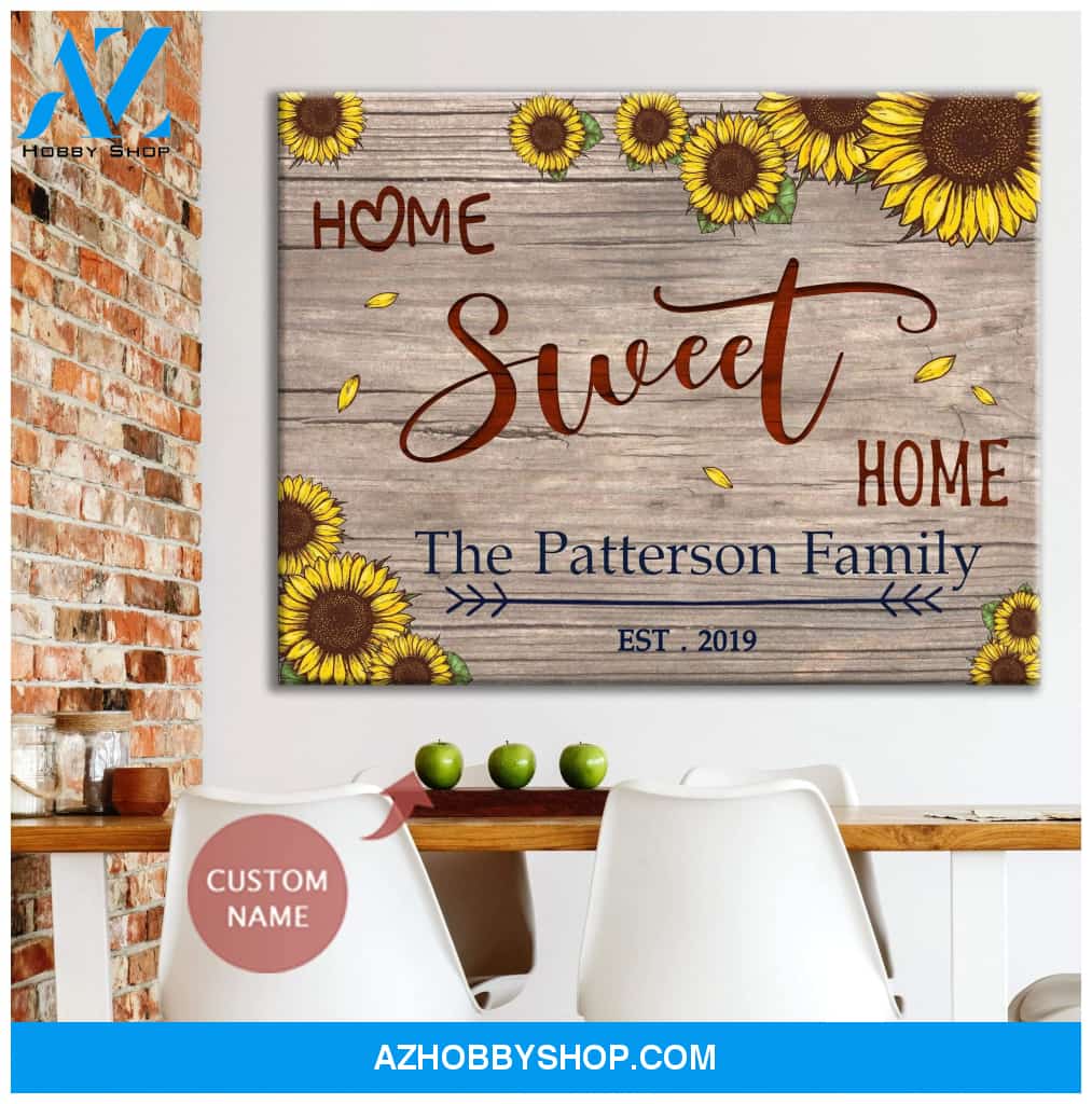 Personalized Home Sweet Home Name And Date Wall Art Canvas