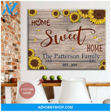 Personalized Home Sweet Home Name And Date Wall Art Canvas