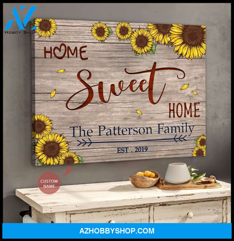 Personalized Home Sweet Home Name And Date Wall Art Canvas