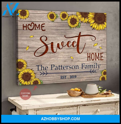 Personalized Home Sweet Home Name And Date Wall Art Canvas