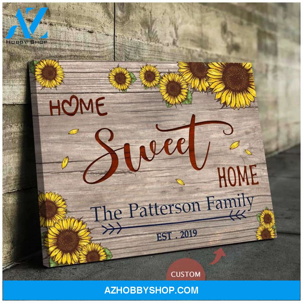 Personalized Home Sweet Home Name And Date Wall Art Canvas