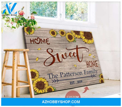 Personalized Home Sweet Home Name And Date Wall Art Canvas