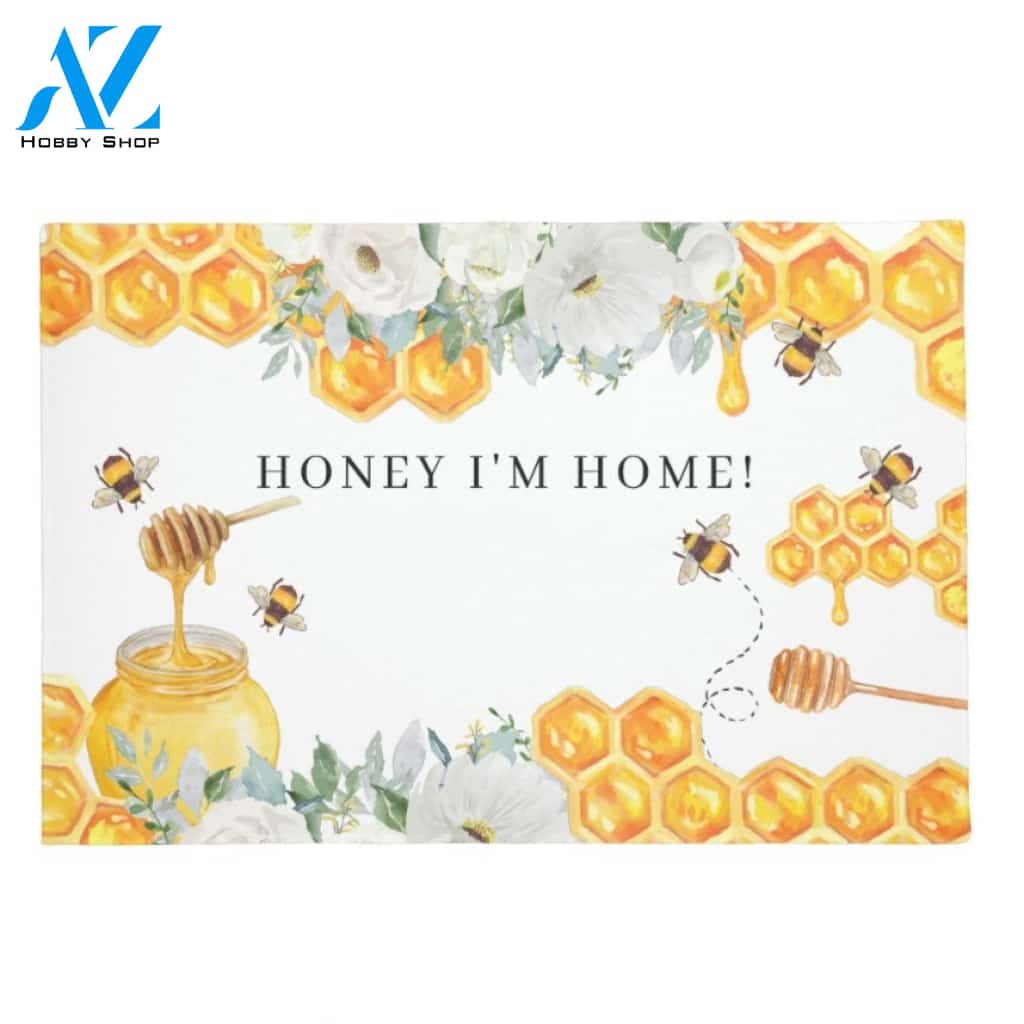 Personalized Honey I'm Home Honeycomb Insect Doormat Indoor and Outdoor Doormat Entrance Rug Sweet Home Decor Housewarming Gift Gift for Bee Lovers Insect Lovers Gift Idea
