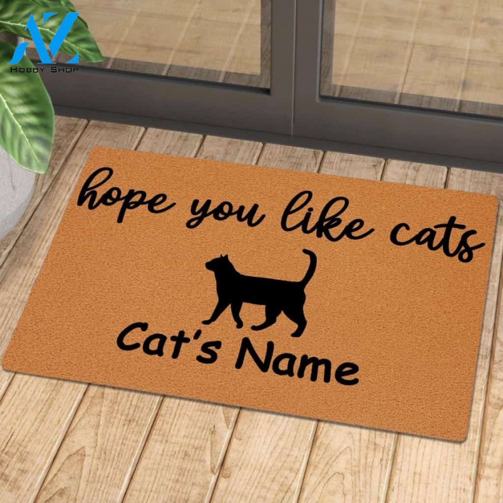 Personalized Hope You Like Cats Funny Doormat Gift For Cat Lovers Home Decor Warm House Gift Welcome Mat, Birthday Gift