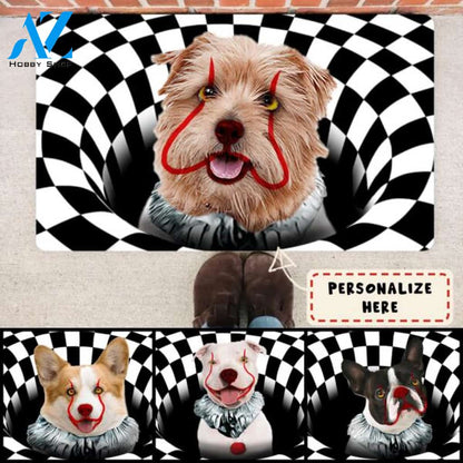 Personalized Horror Dog Halloween Gift Clown Dog Doormat