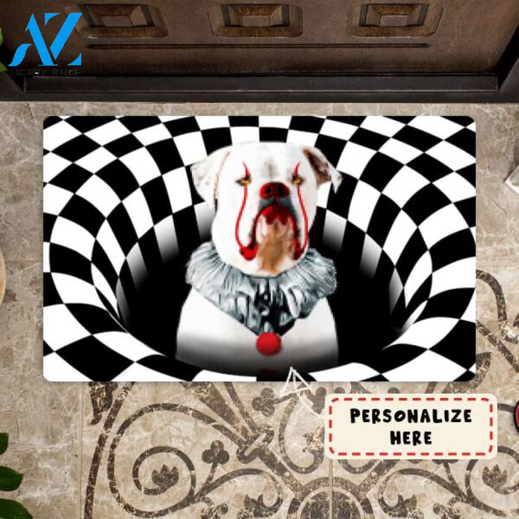 Personalized Horror Dog Halloween Gift Clown Dog Doormat