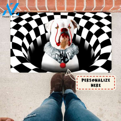 Personalized Horror Dog Halloween Gift Clown Dog Doormat