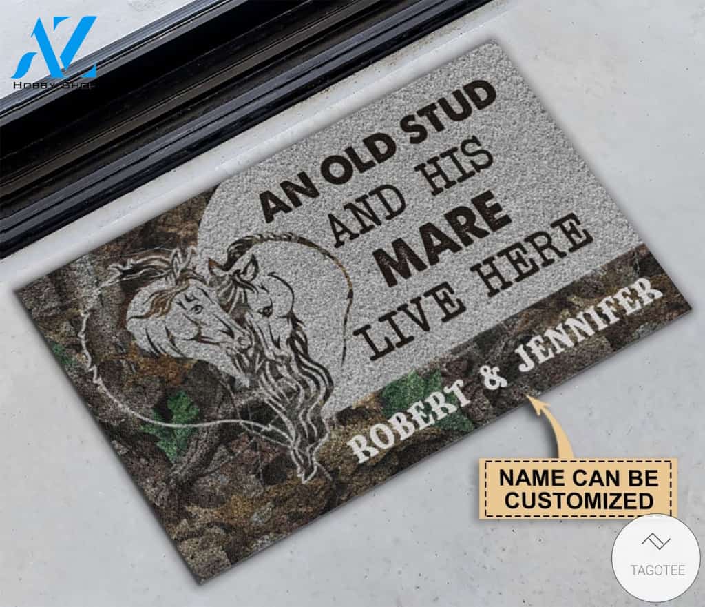 Personalized Horse An Old Stud And His Mare Live Here Doormat