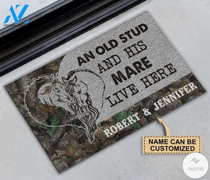 Personalized Horse An Old Stud And His Mare Live Here Doormat