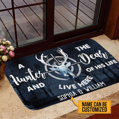 Personalized  Hunter And His Deer Custom Name Doormat Welcome Mat