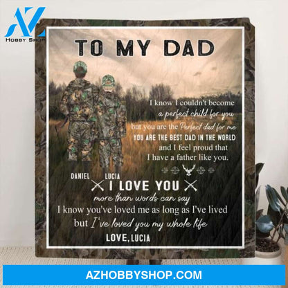 Personalized Hunting Father and Kid Blanket, gift from Son and Daughter to dad - You Are The Best Dad In The World - Q46PNT