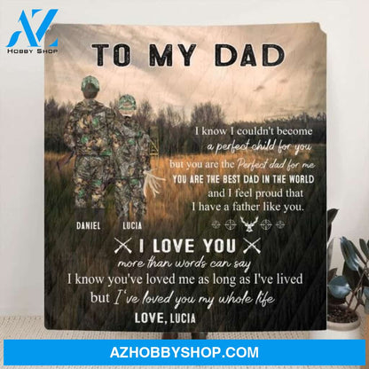 Personalized Hunting Father and Kid Blanket - Best Gift From Son/Daughter to Dad - I Love You More Than Words Can Say - Q46PNT