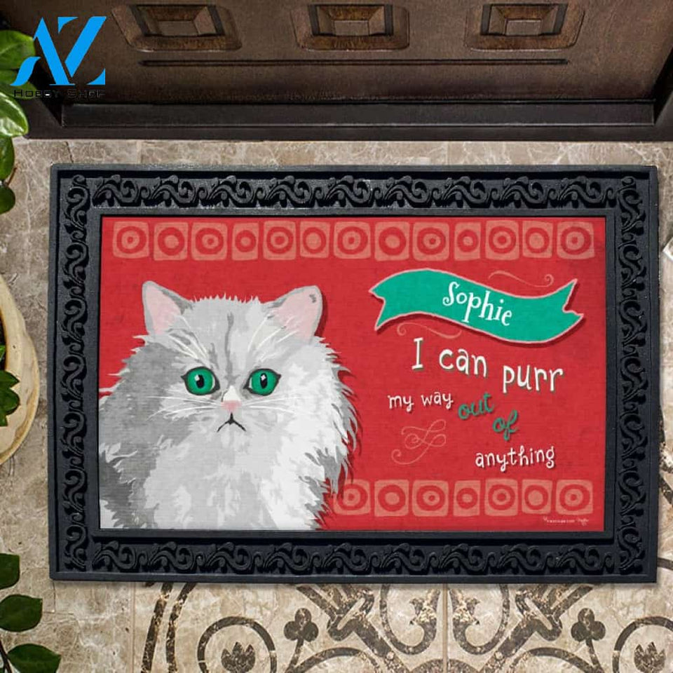 Personalized I Can Purr Persian Cat Doormat - 18" x 30"