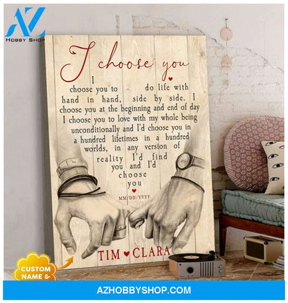 Personalized I Choose You Family Name Wall Art Canvas