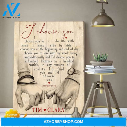 Personalized I Choose You Family Name Wall Art Canvas