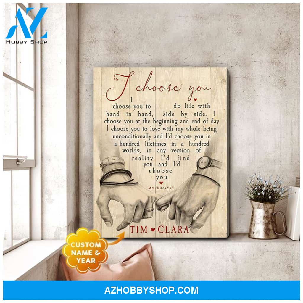 Personalized I Choose You Family Name Wall Art Canvas