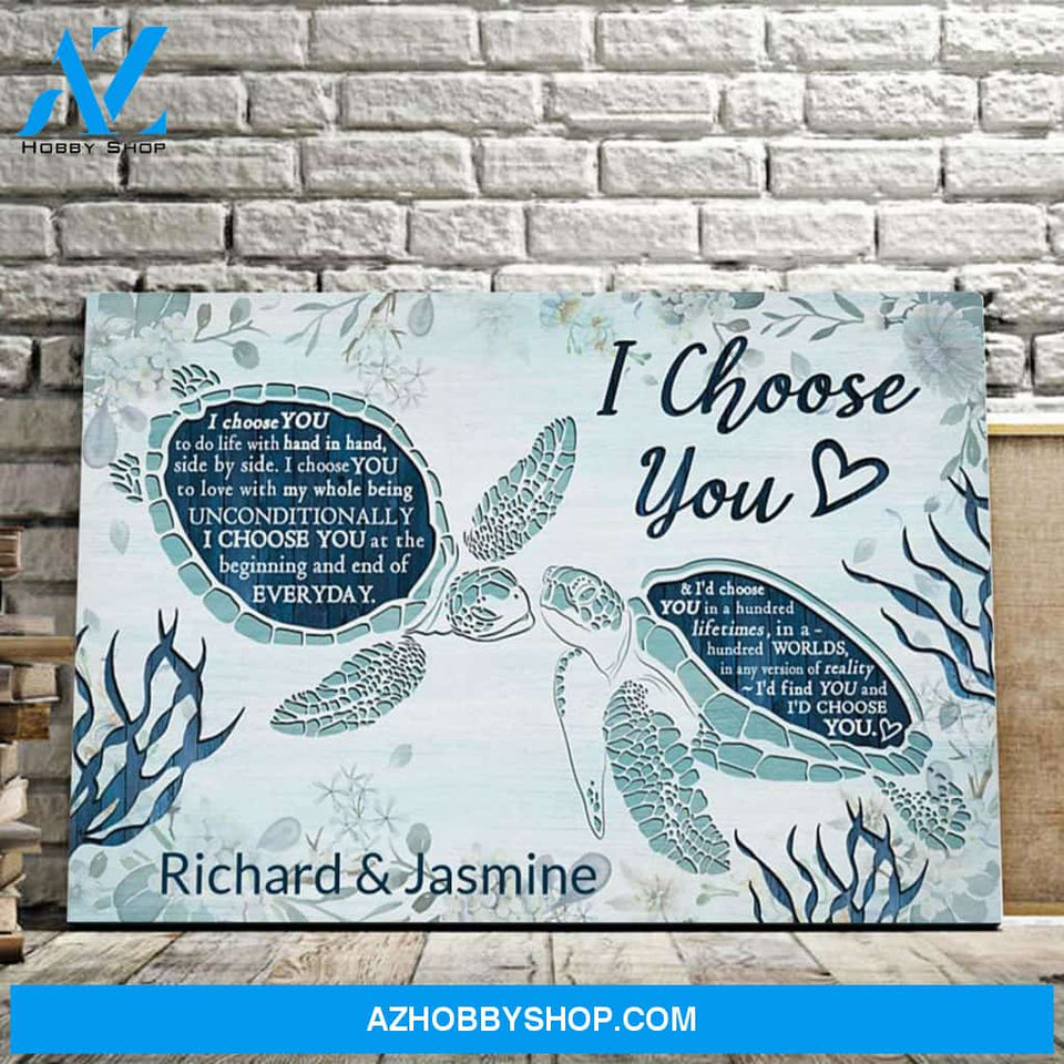 Personalized I Choose You Sea Turtle Couple Canvas And Poster,Canvas Prints,Wall Decor Visual Art