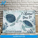 Personalized I Choose You Sea Turtle Couple Canvas And Poster,Canvas Prints,Wall Decor Visual Art