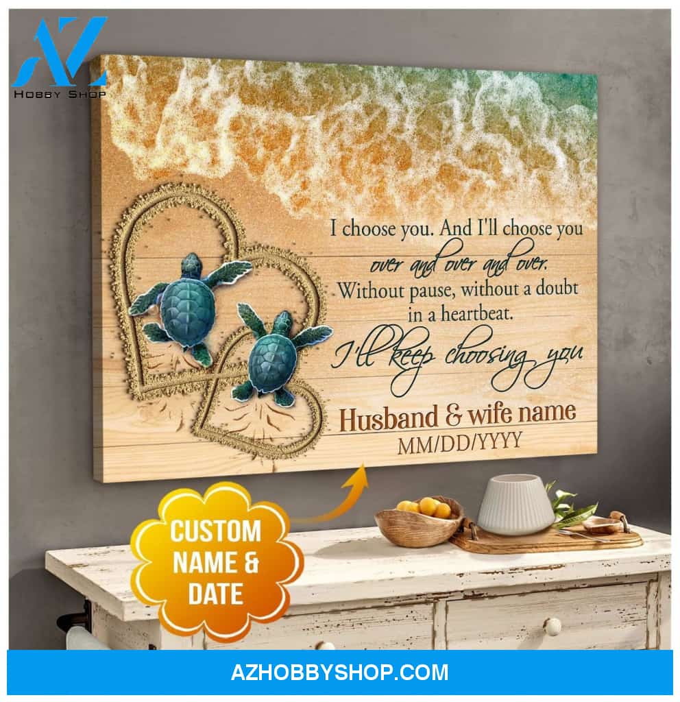 Personalized I Choose You Turtle Name Wall Art Canvas