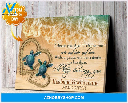 Personalized I Choose You Turtle Name Wall Art Canvas