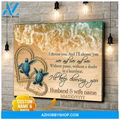 Personalized I Choose You Turtle Name Wall Art Canvas