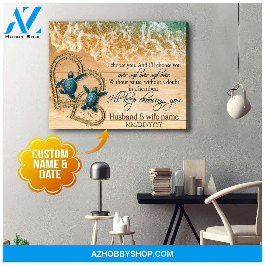 Personalized I Choose You Turtle Name Wall Art Canvas