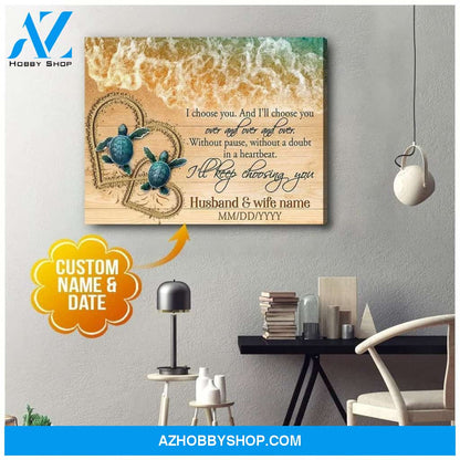 Personalized I Choose You Turtle Name Wall Art Canvas