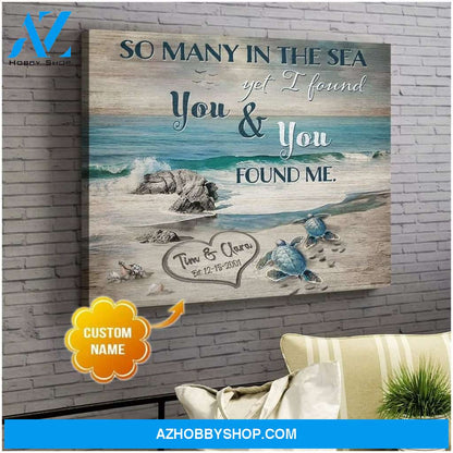 Personalized I Found You And You Found Me Turtle Name Wall Art Canvas