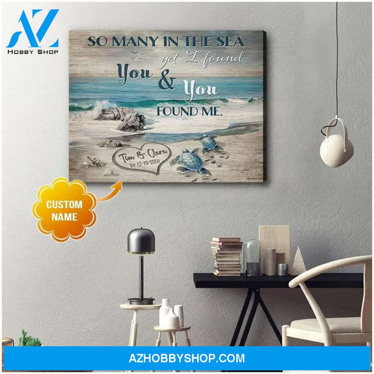 Personalized I Found You And You Found Me Turtle Name Wall Art Canvas