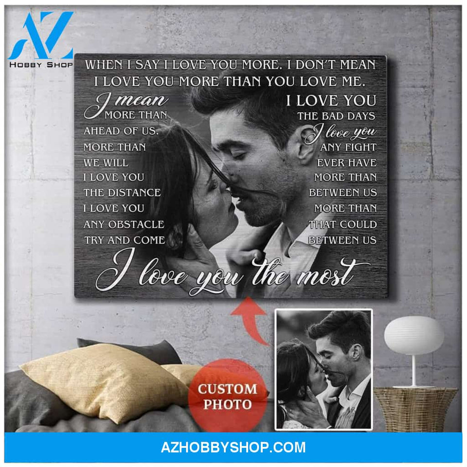 Personalized I Love You The Most Wedding Photo Wall Art Canvas