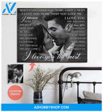 Personalized I Love You The Most Wedding Photo Wall Art Canvas