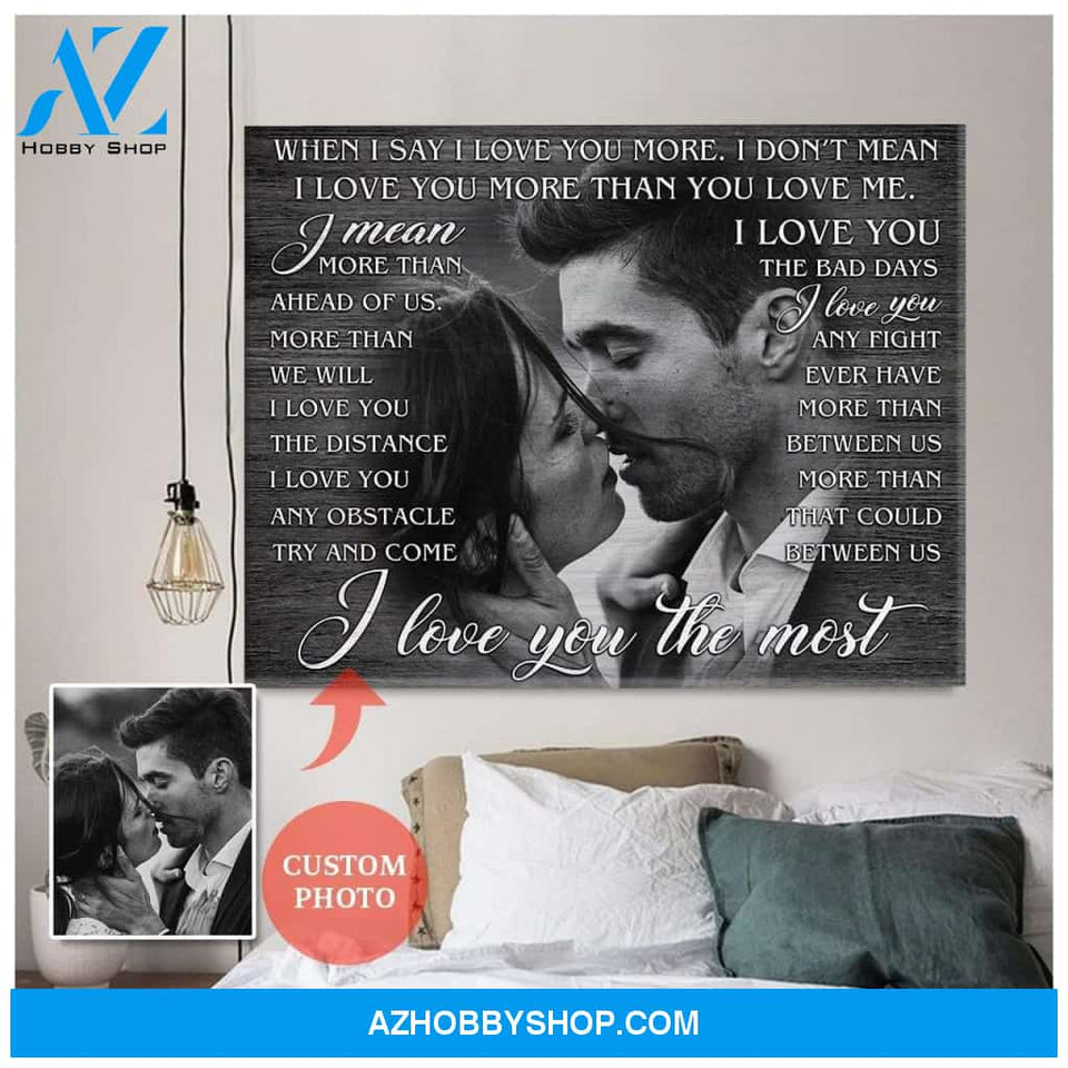 Personalized I Love You The Most Wedding Photo Wall Art Canvas