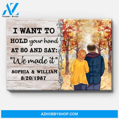 Personalized I Want To Hold Your Hand Canvas, Autumn Fall, Premium Canvas Wall Art
