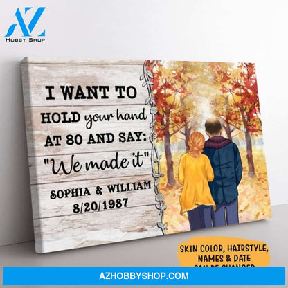 Personalized I Want To Hold Your Hand Canvas, Autumn Fall, Premium Canvas Wall Art