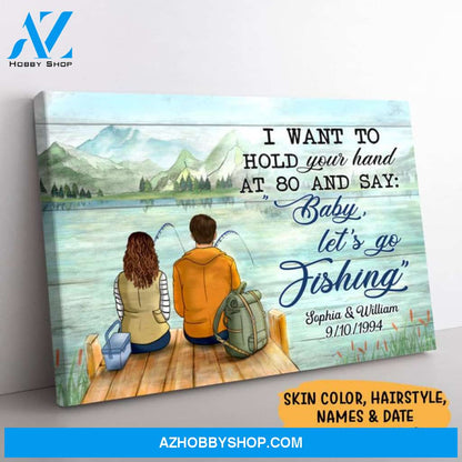 Personalized I Want To Hold Your Hand Canvas, Fishing, Premium Canvas Wall Art