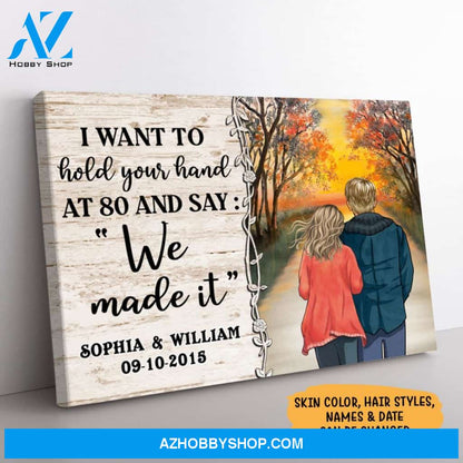 Personalized I Want To Hold Your Hand Canvas, Sunset, Premium Canvas Wall Art