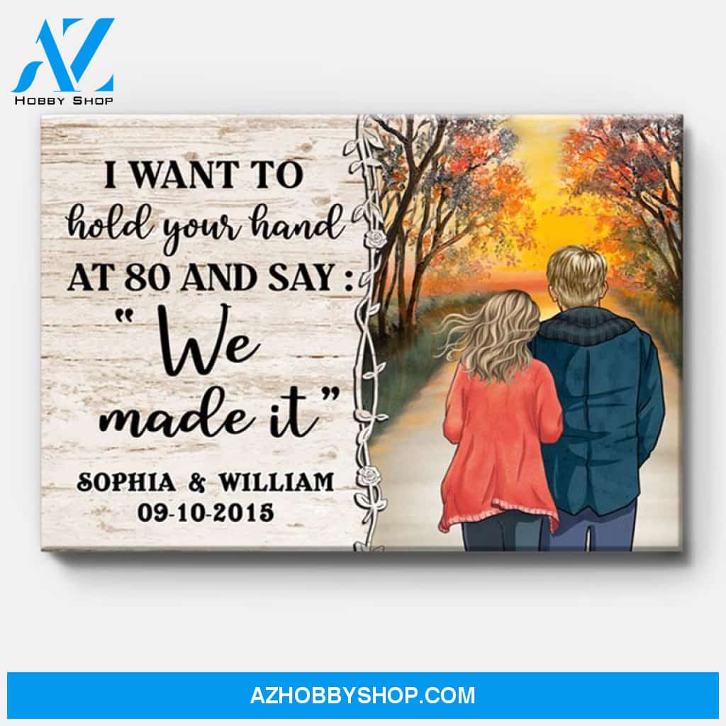 Personalized I Want To Hold Your Hand Canvas, Sunset, Premium Canvas Wall Art