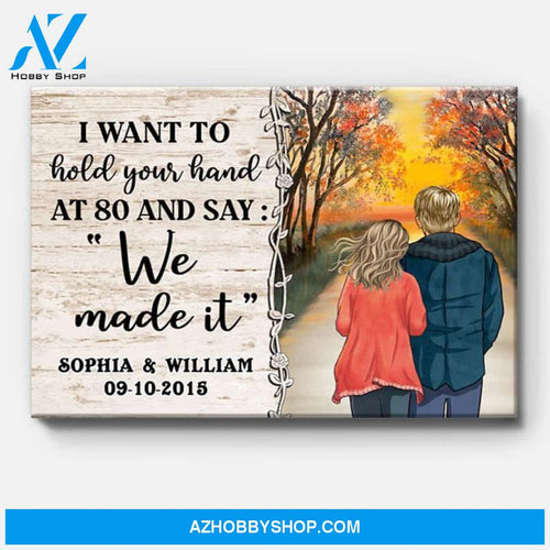 Personalized I Want To Hold Your Hand Canvas, Sunset, Premium Canvas Wall Art
