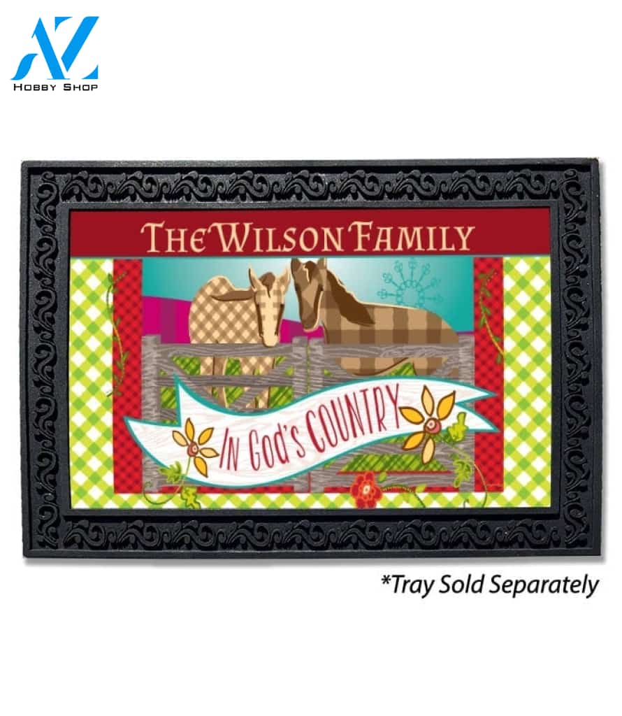 Personalized In God's Country Horses Doormat - 18" x 30"