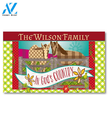 Personalized In God's Country Horses Doormat - 18" x 30"