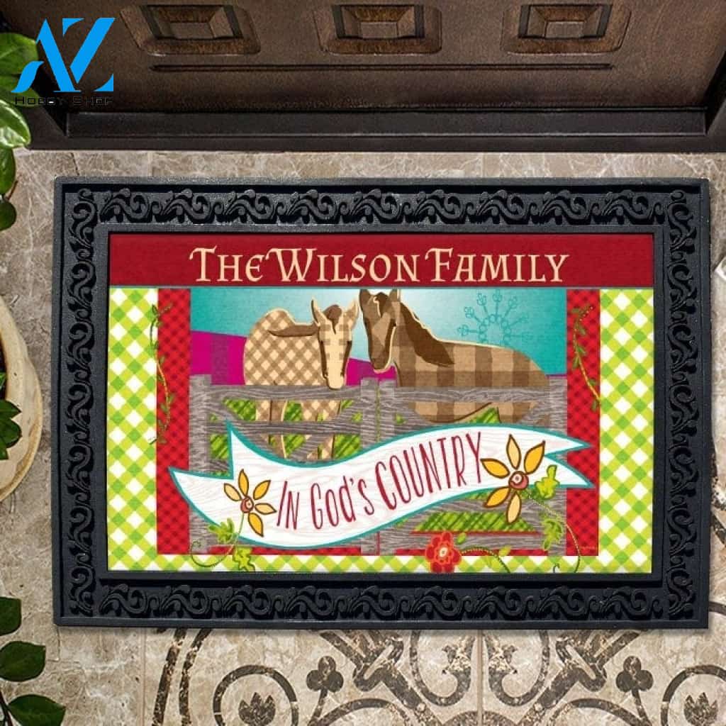 Personalized In God's Country Horses Doormat - 18" x 30"