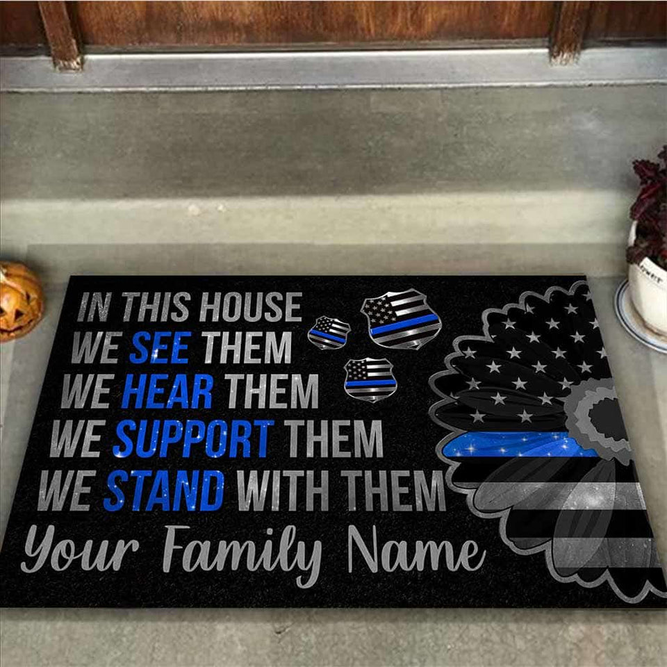 Personalized In This House We're Family Custom Name Doormat Welcome Mat