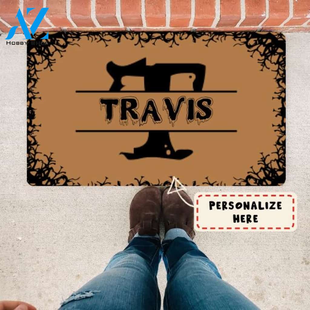 Personalized Initial Name Doormat, Monogram Doormat, Halloween Doormat