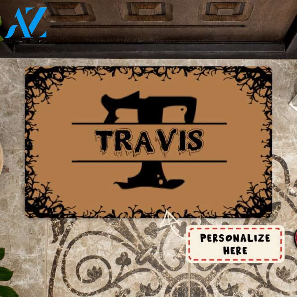 Personalized Initial Name Doormat, Monogram Doormat, Halloween Doormat