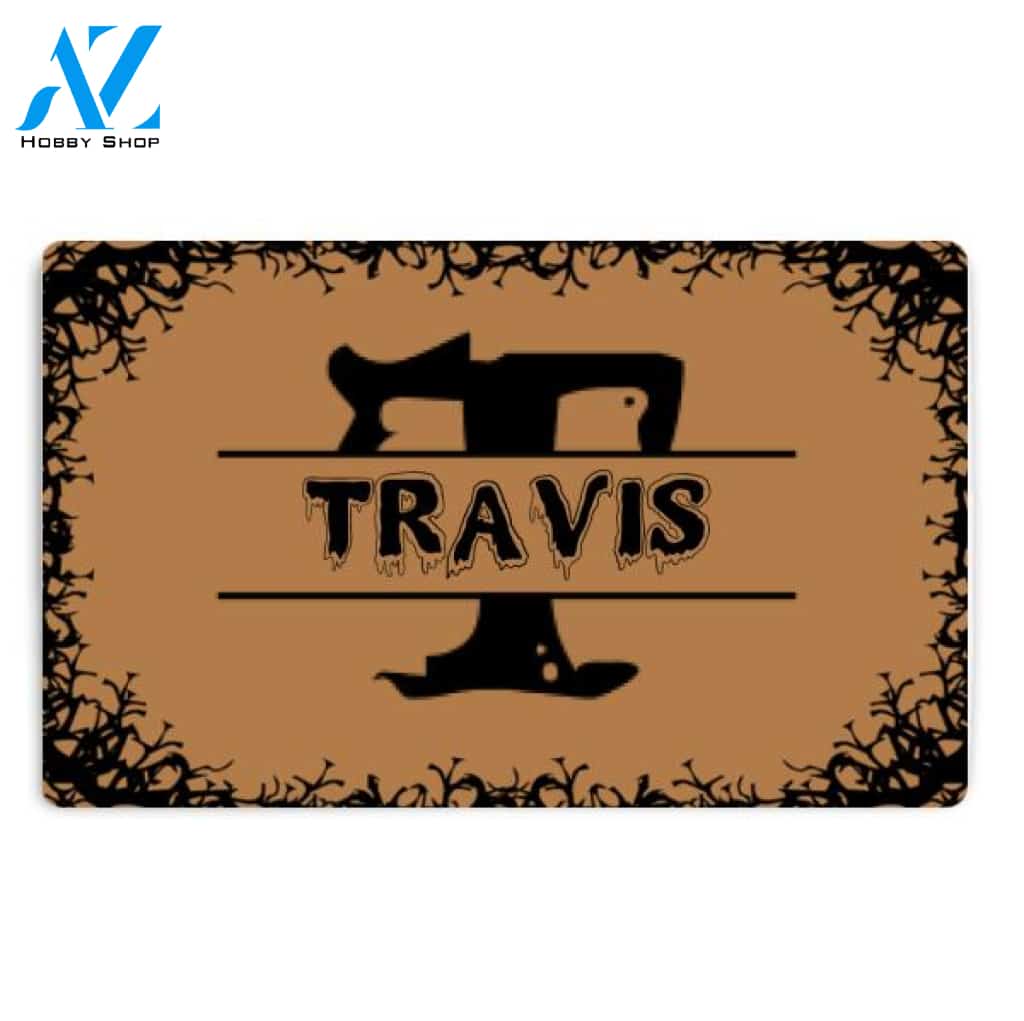 Personalized Initial Name Doormat, Monogram Doormat, Halloween Doormat