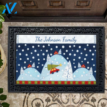 Personalized Joy Christmas Tree - Doormat - 18" x 30"